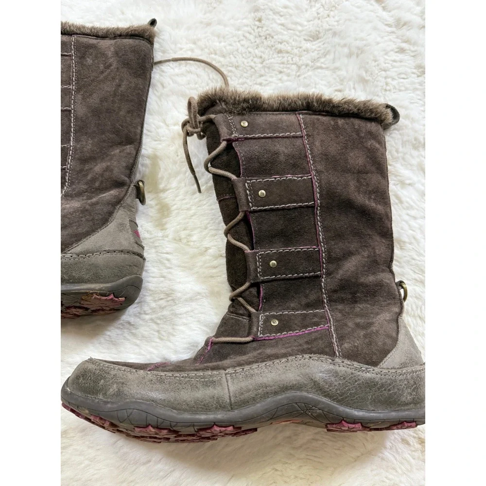 The North Face Winter Boots 8.5 Brown Waterproof Suede PrimaLoft Faux Fur Hiking